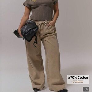 SHEIN Tan Baggy Wide Leg Jeans